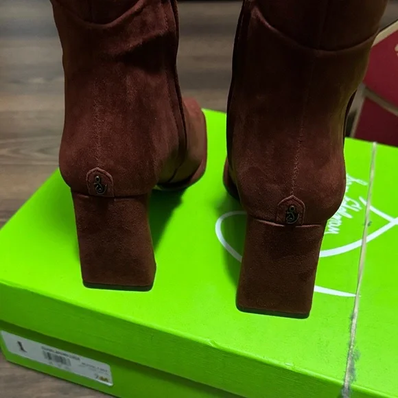 Sam Edelman Rust Suede Heeled Boots - Picture 2 of 3